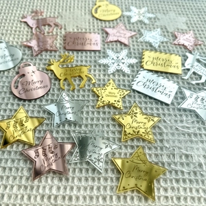 Acrylic mirror Christmas cupcake toppers with Merry Christmas engraving in gold and silver