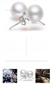 Detailed technical drawing of pearl stud earrings with size options from 6mm to 12mm