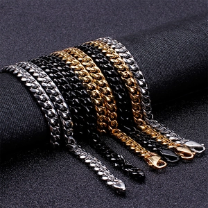 Men's hip hop Cuban link necklaces in gold, silver, and black polished stainless steel