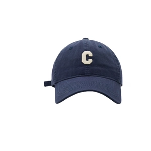 Classic navy blue cotton baseball cap with white embroidered C letter on front