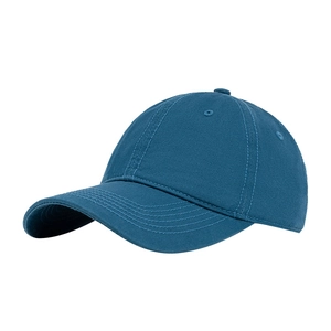 Classic navy cotton 6-panel baseball cap with curved brim and breathable eyelets