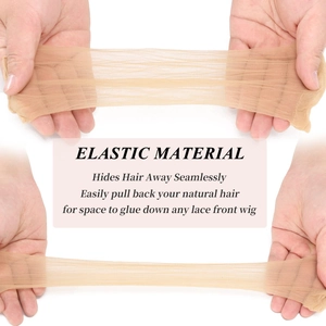 Elastic HD wig cap in beige mesh material for seamless hair hiding and lace front wig fit