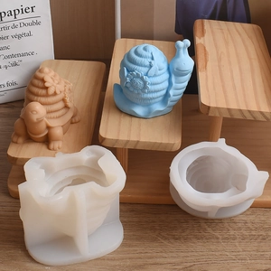DIY snail and honeycomb shaped silicone molds with blue flower finished casting detail