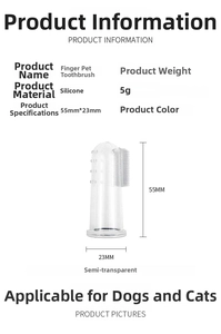 Detailed dimensions of soft silicone finger toothbrush for dog and cat oral cleaning