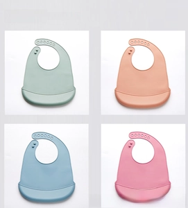 Macro shot of waterproof food-grade silicone baby bibs with adjustable 6-hole neck strap