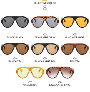 Selection of oversized aviator sunglasses in 8 assorted colors on a white background