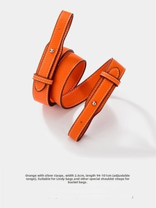 Verstellbarer orangefarbener Lederriemen mit Silberverschluss für Eimertaschen