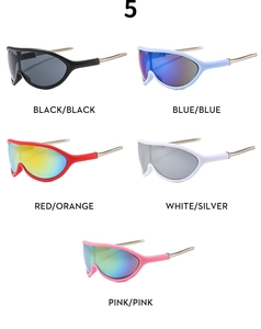 Detailed grid of outdoor cycling sunglasses featuring metallic arms and five color lens tints