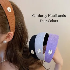 Serre-têtes En Velours Côtelé Larges Épais Cerceaux À Cheveux Antidérapants Style Rétro Accessoires De Coiffure Pour Femmes Filles