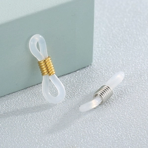 DIY non-slip silicone eyeglass chain connectors with gold and silver metal coils