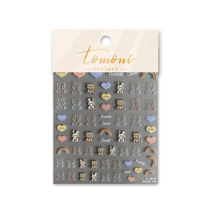 Stickers nail art 3D en relief avec oursons, lapins et cœurs mignons modèle to-1937