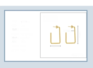 Detail of 18K gold plated stainless steel geometric earrings with 23x45mm dimensions