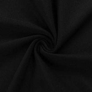 Macro shot of high-density black knitted fabric showing fine texture and elasticity