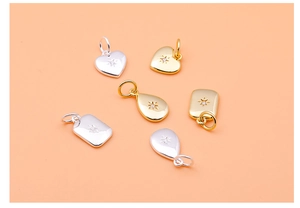 Set aus 925 Sterling Silber Anhängern in Herz-, Tropfen- und Quadratform mit Zirkonia
