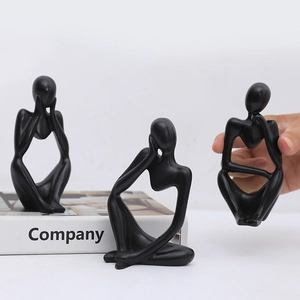 Minimalist black abstract thinker statues set of 3 for modern desktop home decor