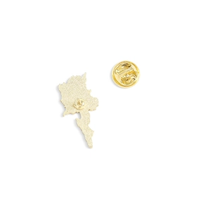 Golden Van Gogh metal brooch back view featuring sharp pin and butterfly clutch backing