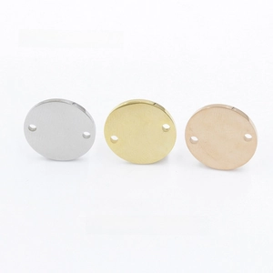 Polished stainless steel round pendant detail with 1.5mm thickness and dual holes