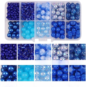 Blue theme DIY jewelry bead kit detail with 10 compartments for stars and seed beads