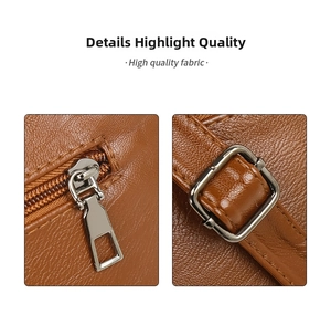 Detail of premium brown lychee texture leather and durable silver metal hardware on handbag