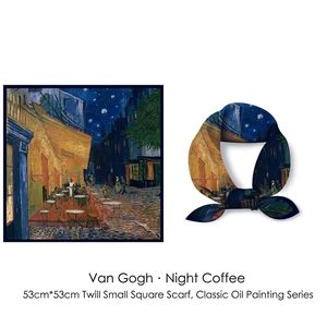 Van Gogh Cafe Terrace at Night oil painting silk square scarf 53cm twill neckerchief