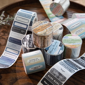 Vintage Kraft Paper Label Stickers Retro English Phrases Die-Cut Journaling Tape For DIY Scrapbooking Decoration Art