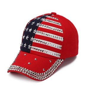 Casquette De Baseball Drapeau Américain Strass Polyester Étoiles Brillantes Mode Hip Hop Streetwear Chapeau Soleil Homme Femme