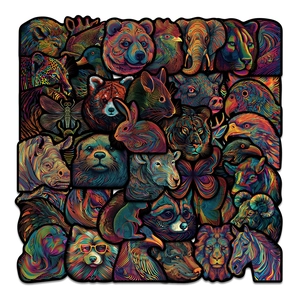 Adesivi Graffiti Estetici con Arte Lineare di Animali Colorati Decalcomanie in PVC Impermeabili per Valigia Chitarra Skateboard Decorazione
