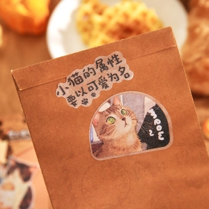 Lot d'autocollants pailletés de chat mignon pour scrapbooking sur sac en papier kraft