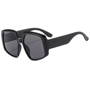 Chic oversized black square sunglasses with dark grey UV lenses and sleek plastic frames