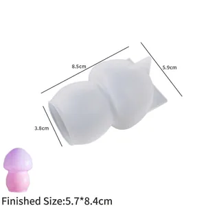Dimensioni stampo fungo in silicone con misura finale 5.7x8.4cm per candele e resina