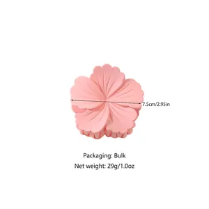 Pink matte floral shark hair claw clip for women, size 7.5cm, stylish beach hair accessory