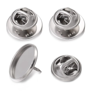 Basi per Spille in Acciaio Inossidabile Chiusure a Farfalla Base Piatta Rotonda per Accessori Creazione Gioielli DIY