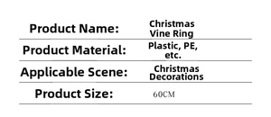 Specifications of 60cm Christmas wreath made of plastic and PE for holiday decoration