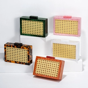 Collection of luxury acrylic rattan evening clutch bags in various elegant colors