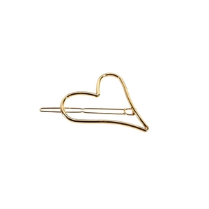 Elegant gold alloy heart-shaped hair clip with hollow minimalist geometric design