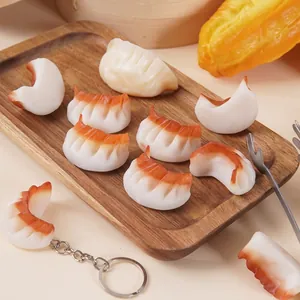 Realistic Simulation Fried Dumpling Keychain PVC Food Model Toy Creative Backpack Pendant Bag Ornament Novelty Gift