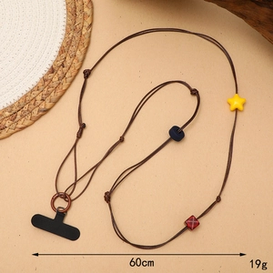 60cm woven acrylic bead phone lanyard with star and checkerboard charms, 19g weight