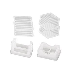 Silikonformen-Set für DIY-Untersetzer mit quadratischen und hexagonalen Streifenmustern