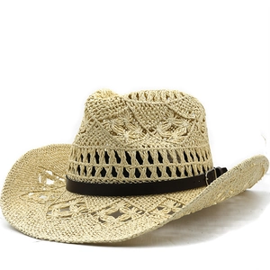 Chapeau De Cowboy En Paille Pour Femmes Tissé Creux Papier Fedora Plage Protection Solaire Été Voyage En Plein Air