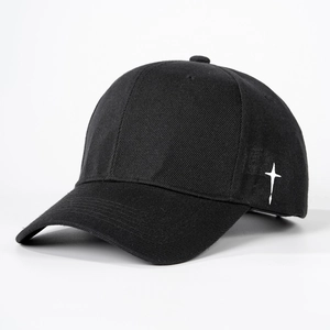 Casquette de baseball noire avec broderie croix blanche en sergé de coton pour le soleil