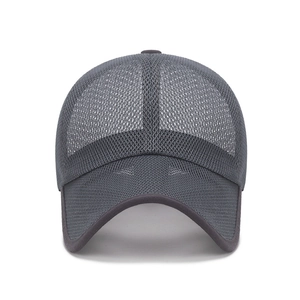 Breathable dark grey mesh sun hat for men and women with adjustable hollow structure