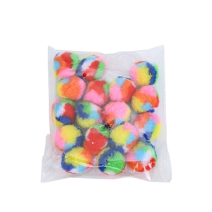 Rainbow plush cat toy balls in multi-colored soft polyester for pet training activities