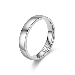 Minimalist S925 sterling silver band ring with a polished finish and inner engraving
