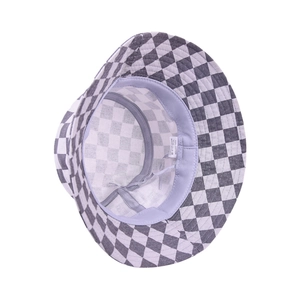 Chapeau bob classique en coton à damier noir et blanc avec cordon de serrage réglable