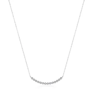 Elegant S925 sterling silver curved necklace featuring sparkling inlaid crystals for women