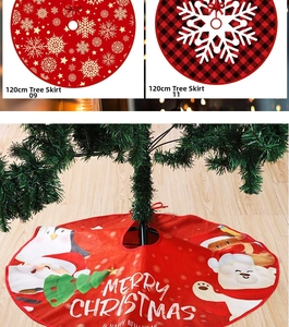 Detail of 120cm Christmas tree skirts with snowflake patterns and cartoon characters