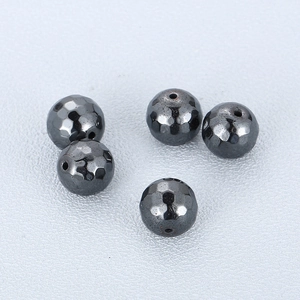 Faceted black hematite beads for jewelry making with polished metallic finish