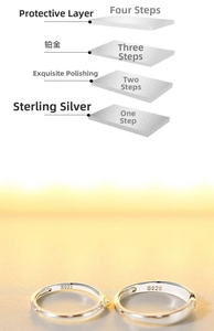 Detaillierte Schichten des S925 Sterlingsilberrings mit Platinbeschichtung und Schutzschicht