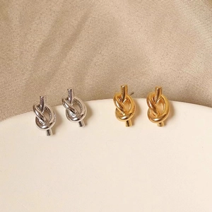 Knotted Stud Earrings With 925 Sterling Silver Earring Post Stainless Steel Minimalist Retro Design For Women