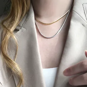 Minimalist gold and silver layered herringbone flat snake chains for women's jewelry